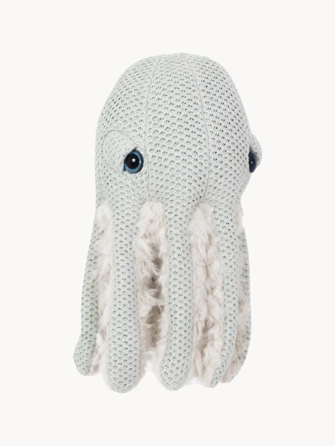 Outlet BigStuffed Coussin peluche artisanal Octopus Vert menthe, blanc cassé