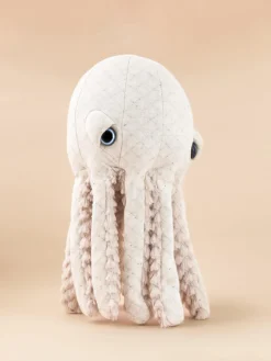 Fashion BigStuffed Coussin peluche artisanal Octopus Blanc cassé, beige clair