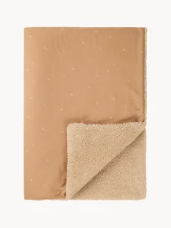 Clearance Nobodinoz Couverture douillette pour bébé en coton bio Stories Brun clair, beige, blanc