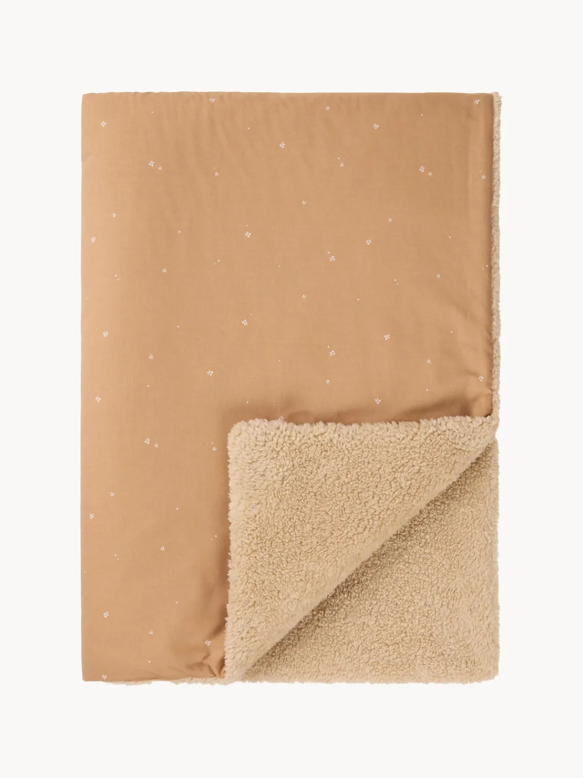 Clearance Nobodinoz Couverture douillette pour bébé en coton bio Stories Brun clair, beige, blanc