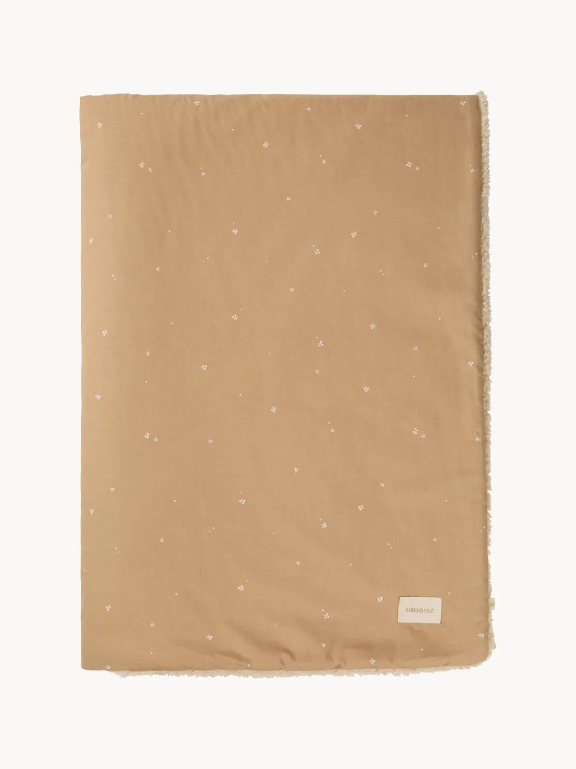 Clearance Nobodinoz Couverture douillette pour bébé en coton bio Stories Brun clair, beige, blanc