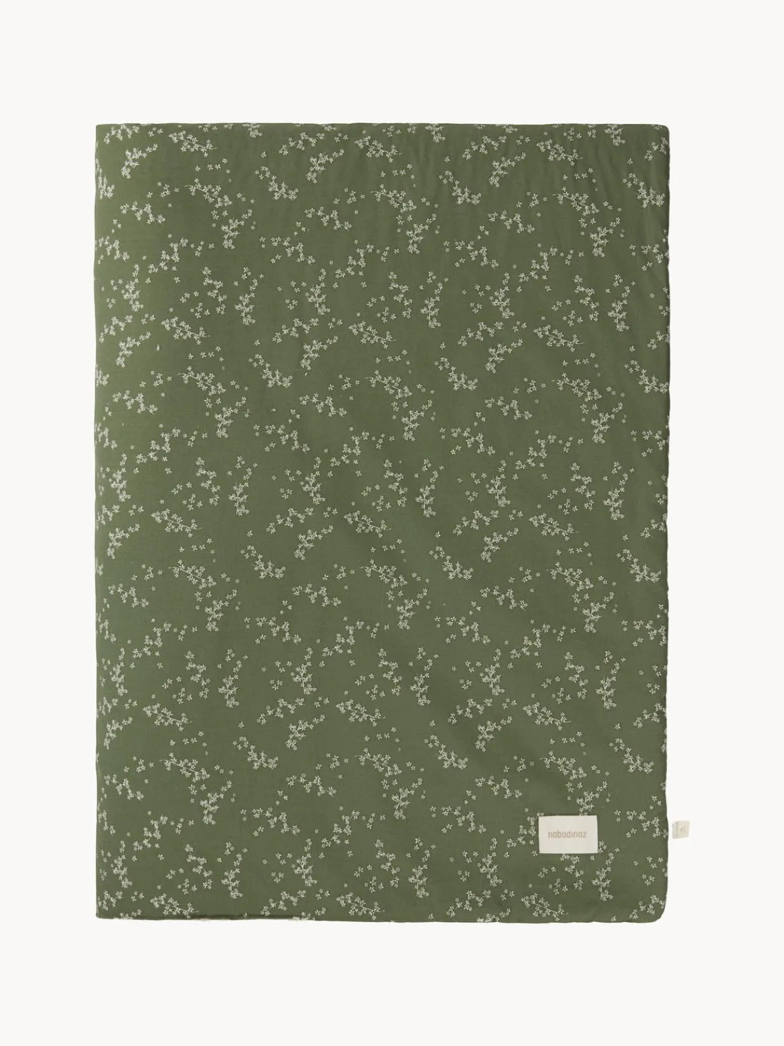 Fashion Nobodinoz Couverture douillette pour bébé en coton bio Stories Vert foncé, beige, blanc cassé