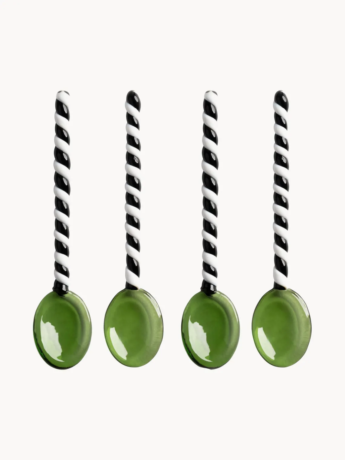 Clearance &k Amsterdam Cuillères en verre borosilicate Duet, 4 pièces Vert, noir, blanc