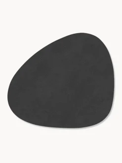 Clearance LIND DNA Dessous de verre asymétriques en cuir Curve, 4 pièces Noir