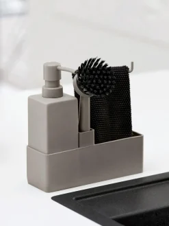 Discount Zone Denmark Distributeur de liquide vaisselle avec accessoires , 3 élém. Taupe