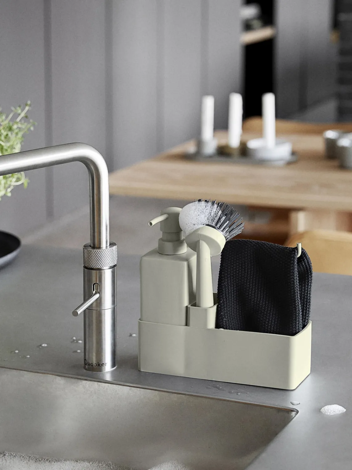 Sale Zone Denmark Distributeur de liquide vaisselle avec accessoires , 3 élém. Blanc cassé