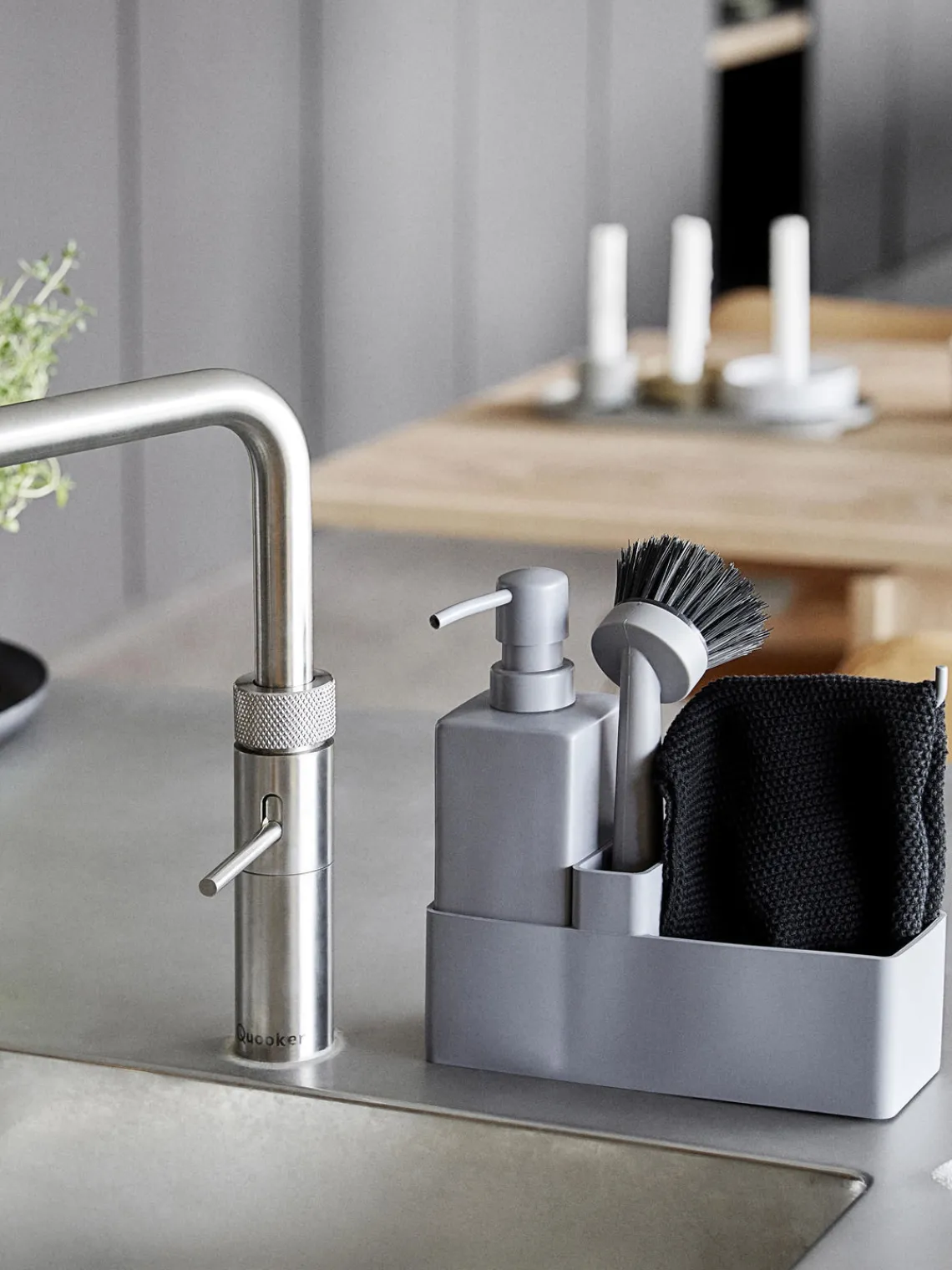 Clearance Zone Denmark Distributeur de liquide vaisselle avec accessoires Parta, 3 élém. Gris