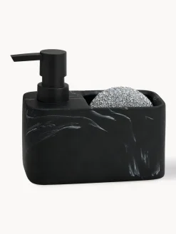 Outlet ANDREA HOUSE Distributeur de savon aspect marbre avec éponge Galia, 2 élém. Noir, marbré