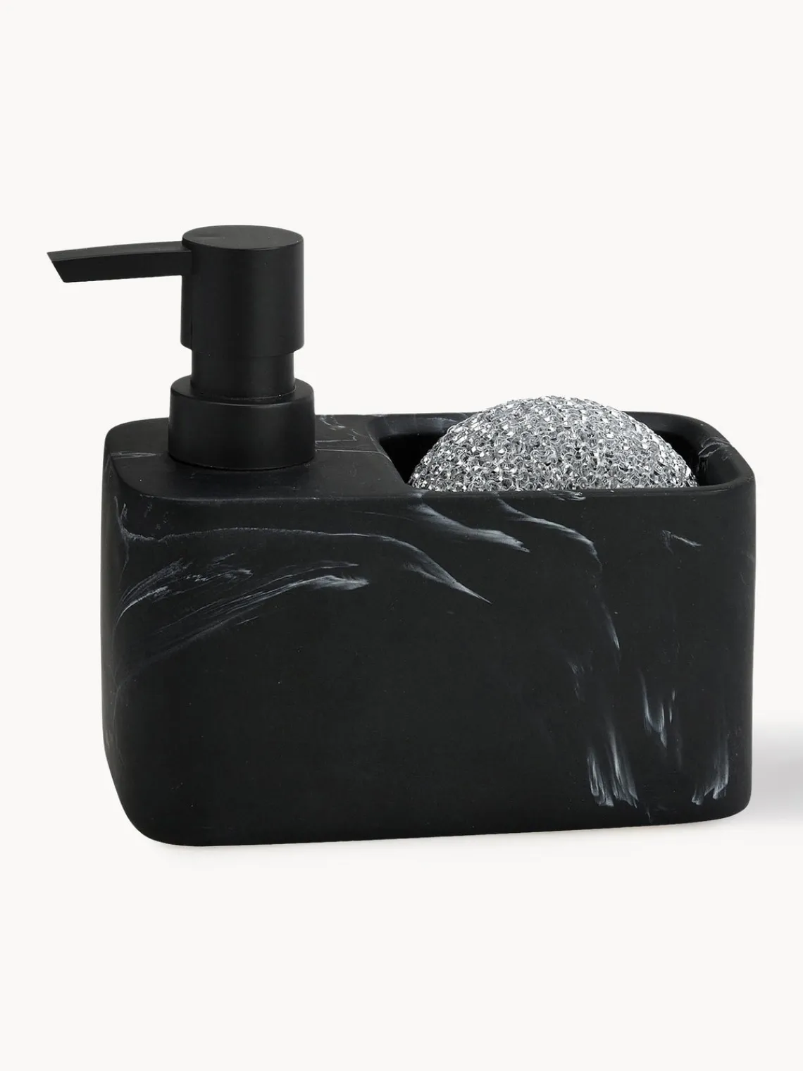 Outlet ANDREA HOUSE Distributeur de savon aspect marbre avec éponge Galia, 2 élém. Noir, marbré