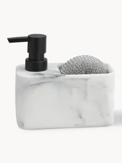 Hot ANDREA HOUSE Distributeur de savon aspect marbre avec éponge Galia, 2 élém. Blanc, marbré