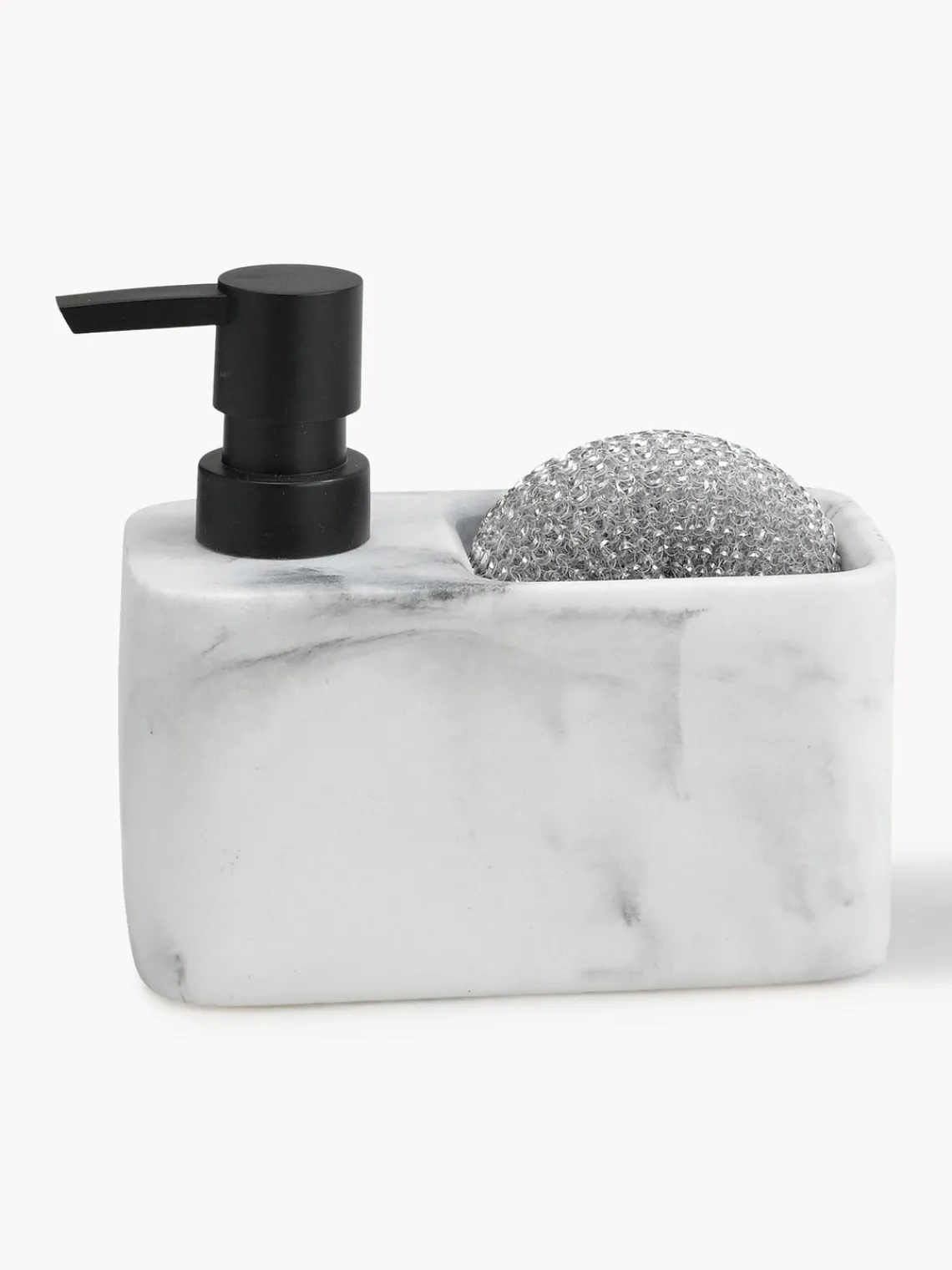 Hot ANDREA HOUSE Distributeur de savon aspect marbre avec éponge Galia, 2 élém. Blanc, marbré