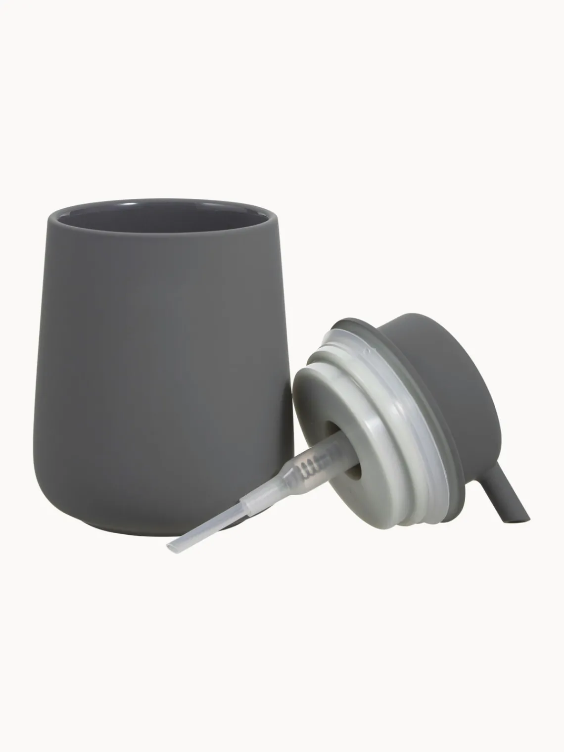 Best Zone Denmark Distributeur de savon en porcelaine Push Gris foncé