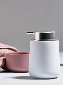 Fashion Zone Denmark Distributeur de savon en porcelaine Nova One Blanc, argenté