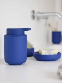 Sale Zone Denmark Distributeur de savon en grès à surface veloutée Ume Bleu roi