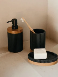 Fashion ANDREA HOUSE Distributeur de savon Laura Noir, bois foncé