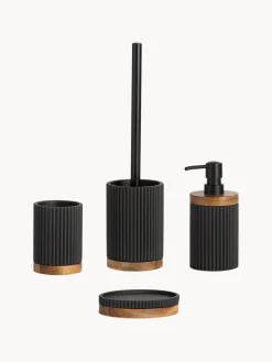Fashion ANDREA HOUSE Distributeur de savon Laura Noir, bois foncé