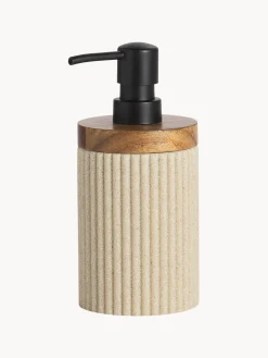 Fashion ANDREA HOUSE Distributeur de savon Laura Beige clair, bois foncé