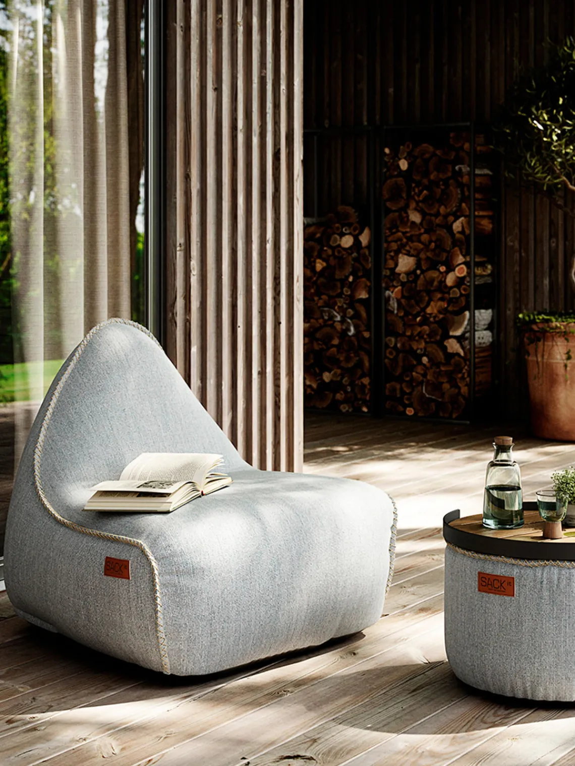 Best Sack It Fauteuil de jardin Cobana Tissu gris clair
