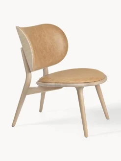 Online Mater Fauteuil en bois avec assise en cuir Rocker Cuir beige, bois de chêne clair