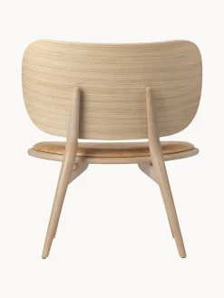 Online Mater Fauteuil en bois avec assise en cuir Rocker Cuir beige, bois de chêne clair