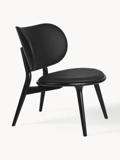 Fashion Mater Fauteuil en bois avec assise en cuir Rocker Cuir noir, noir
