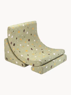 Best Wigiwama Fauteuil en bouclette pour enfants fait main Moon Bouclette vert olive, aspect terrazzo