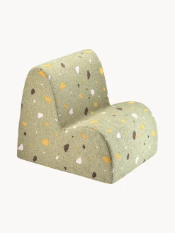 Hot Wigiwama Fauteuil en bouclette pour enfants fait main Cloud Bouclette vert olive, aspect terrazzo