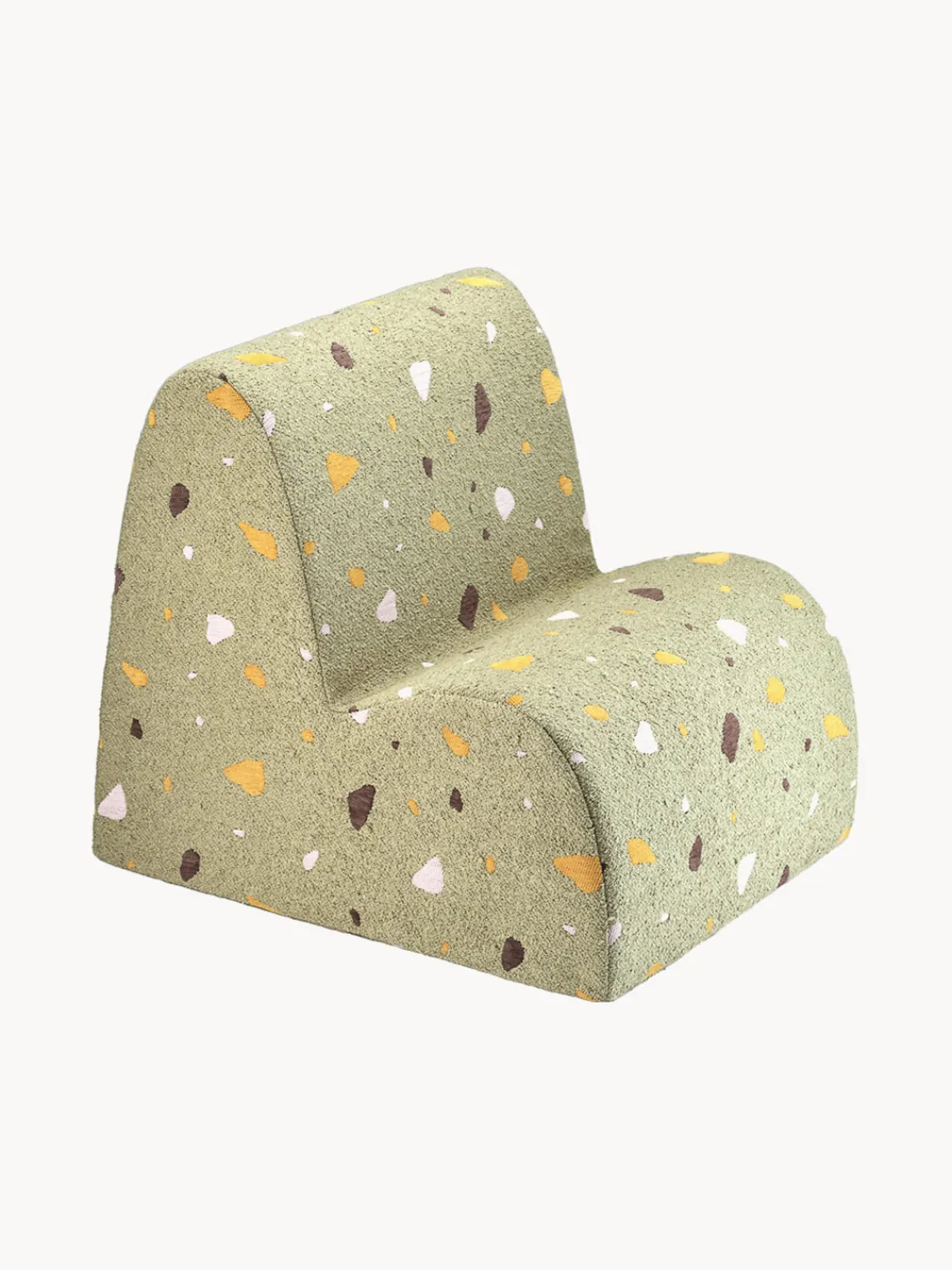Hot Wigiwama Fauteuil en bouclette pour enfants fait main Cloud Bouclette vert olive, aspect terrazzo