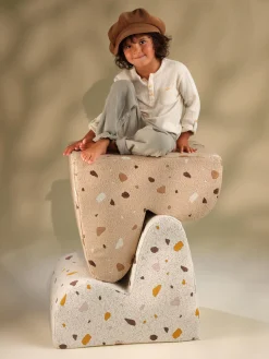 New Wigiwama Fauteuil en bouclette pour enfants fait main Cloud Bouclette blanche, aspect terrazzo