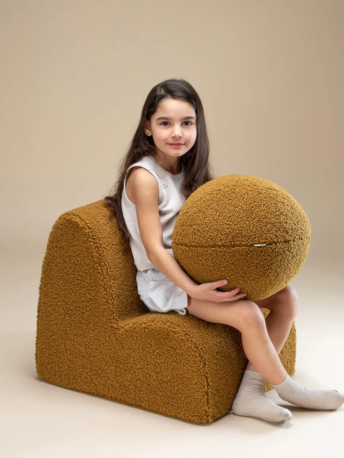 New Wigiwama Fauteuil en peluche pour enfant Cloud Peluche jaune moutarde