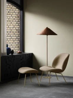 Best GUBI Fauteuil lounge Beetle Tissu beige, doré haute brillance