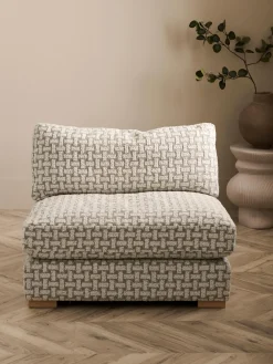 Outlet Ellos Home Fauteuil lounge en bouclette Stories Tissu beige, blanc