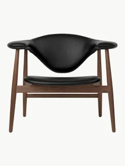 Discount GUBI Fauteuil lounge en noyer Masculo Cuir noir, bois de noyer