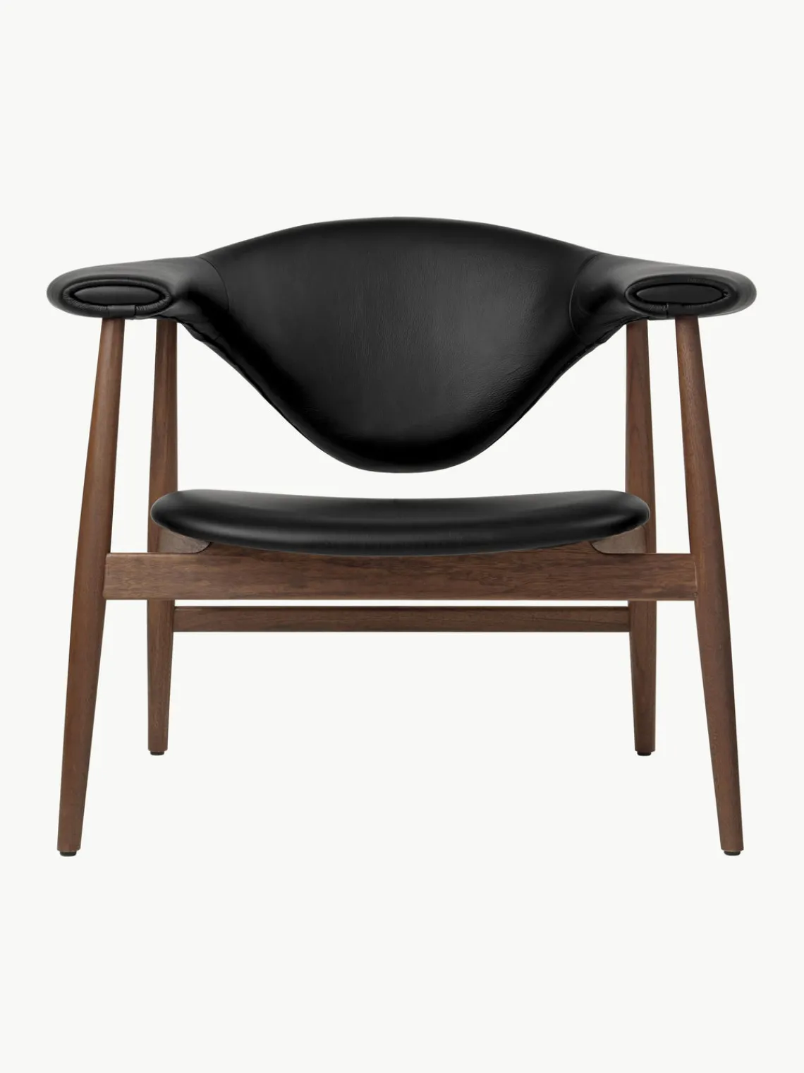 Discount GUBI Fauteuil lounge en noyer Masculo Cuir noir, bois de noyer