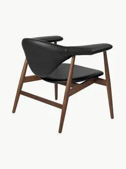 Discount GUBI Fauteuil lounge en noyer Masculo Cuir noir, bois de noyer