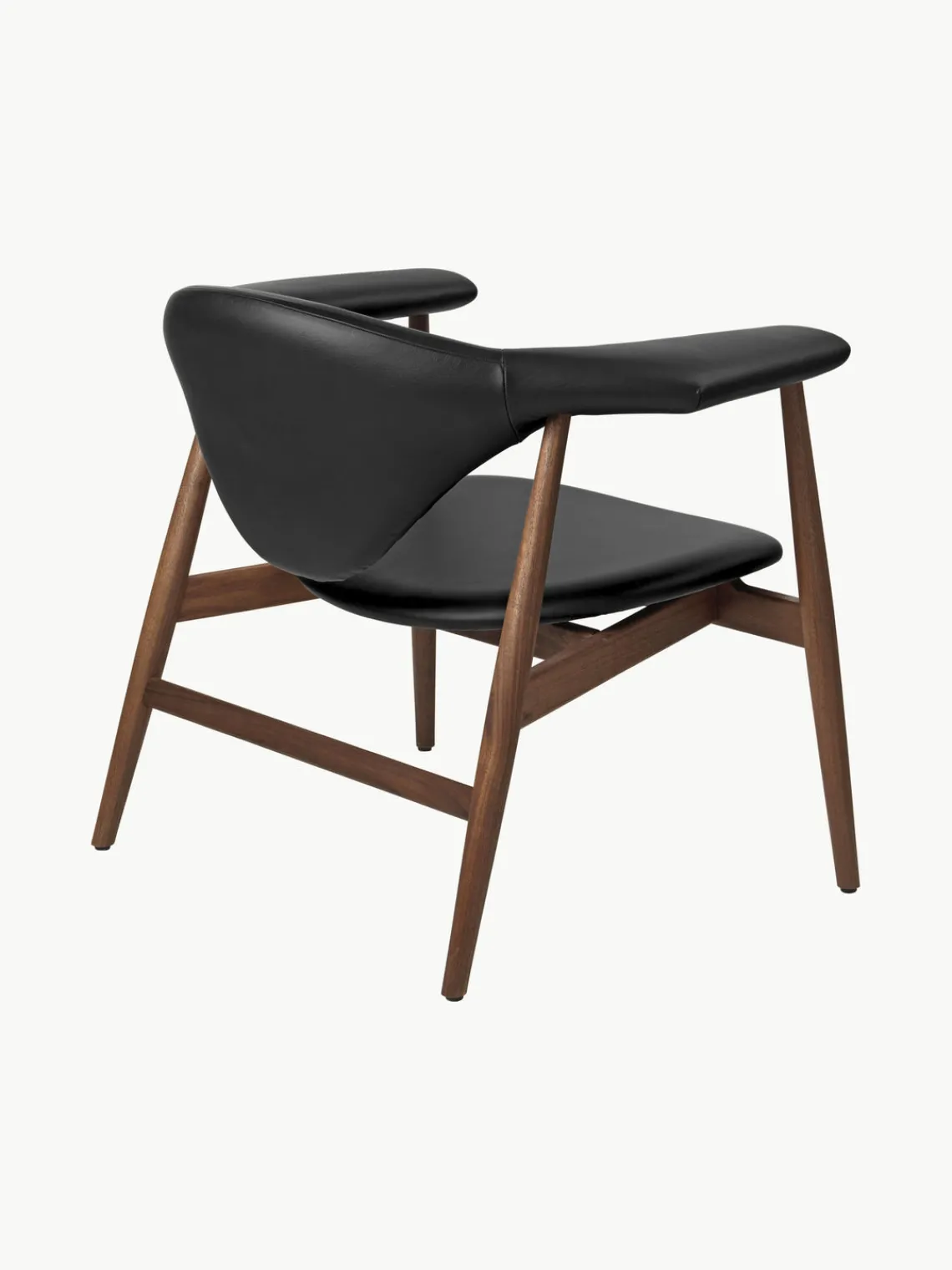 Discount GUBI Fauteuil lounge en noyer Masculo Cuir noir, bois de noyer
