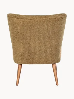 Fashion Bizzotto Fauteuil lounge en peluche Moritz Peluche vert olive, bois clair