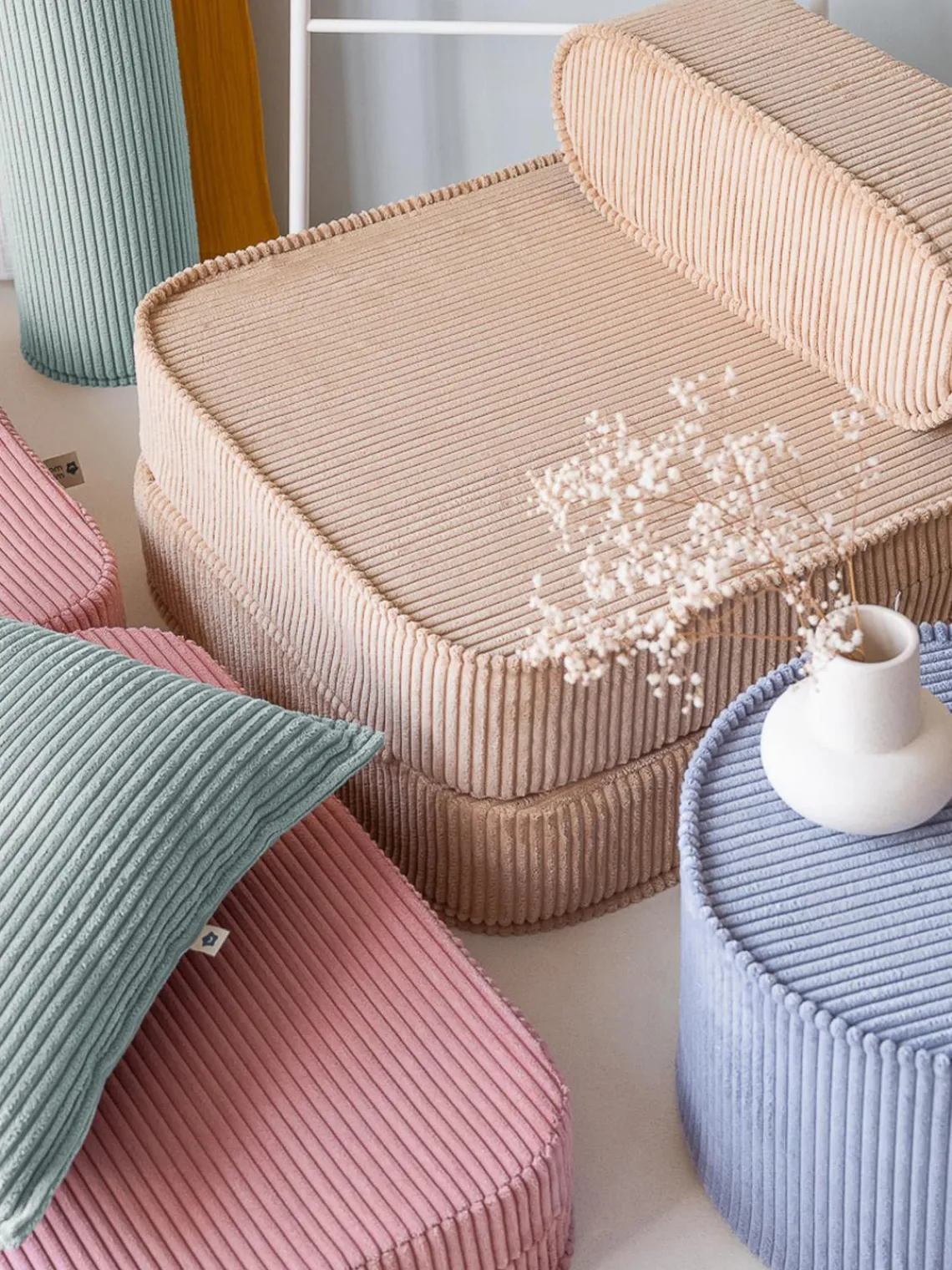 Discount Wigiwama Fauteuil pliant en velours côtelé pour enfant Sugar Velours côtelé beige