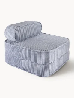 Hot Wigiwama Fauteuil pliant en velours côtelé pour enfant Sugar Velours côtelé gris-bleu