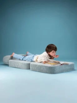 Sale Wigiwama Fauteuil pliant en velours côtelé pour enfant Sugar Velours côtelé bleu ciel