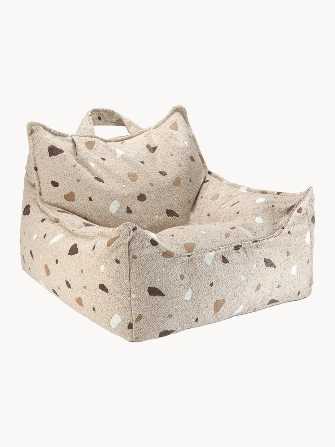 Fashion Wigiwama Fauteuil poire en bouclette pour enfants fait main Sugar Bouclette beige, aspect terrazzo
