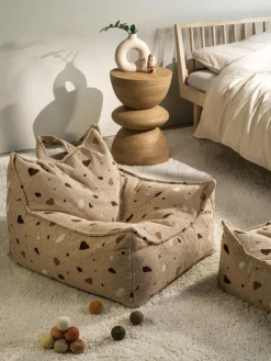 Fashion Wigiwama Fauteuil poire en bouclette pour enfants fait main Sugar Bouclette beige, aspect terrazzo