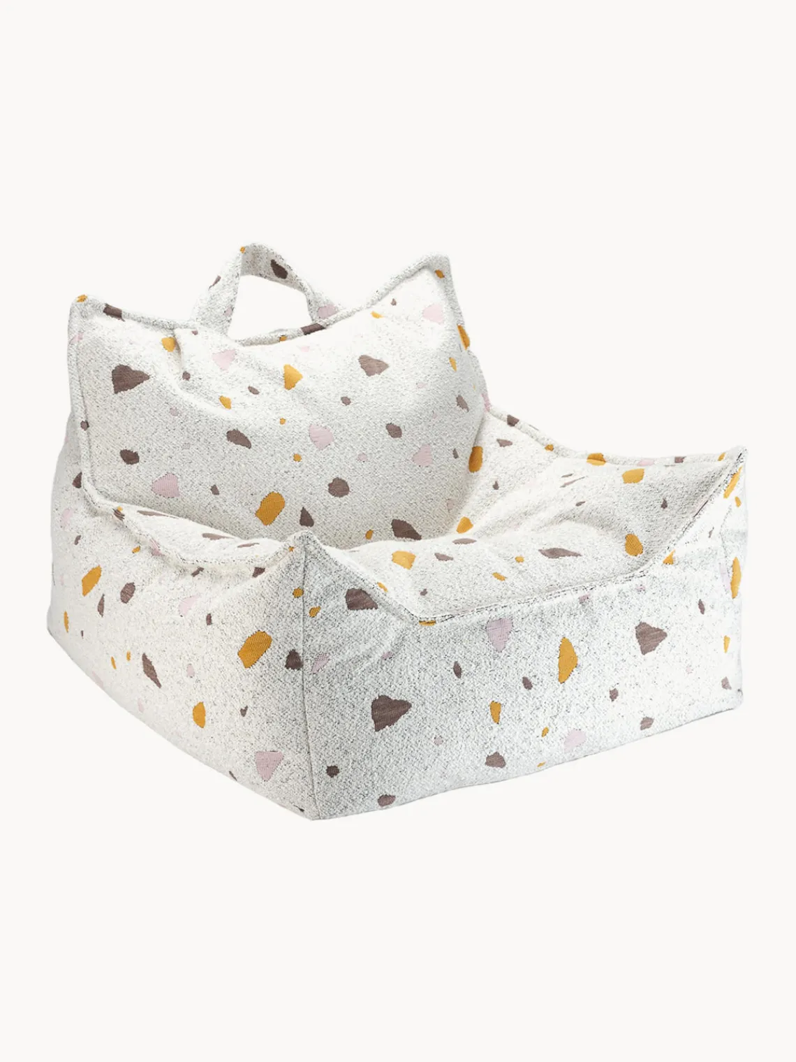 Hot Wigiwama Fauteuil poire en bouclette pour enfants fait main Sugar Bouclette blanche, aspect terrazzo