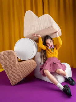 Discount Wigiwama Fauteuil pour enfant en velours côtelé Cloud Velours côtelé beige