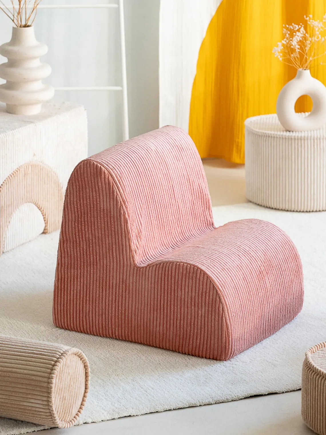 Discount Wigiwama Fauteuil pour enfant en velours côtelé Cloud Velours côtelé vieux rose