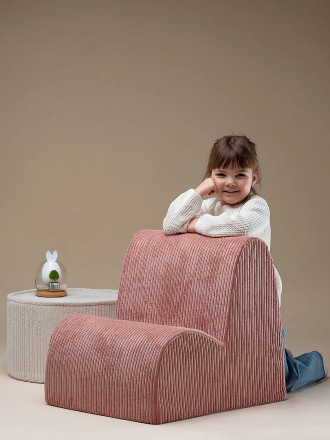 Discount Wigiwama Fauteuil pour enfant en velours côtelé Cloud Velours côtelé vieux rose