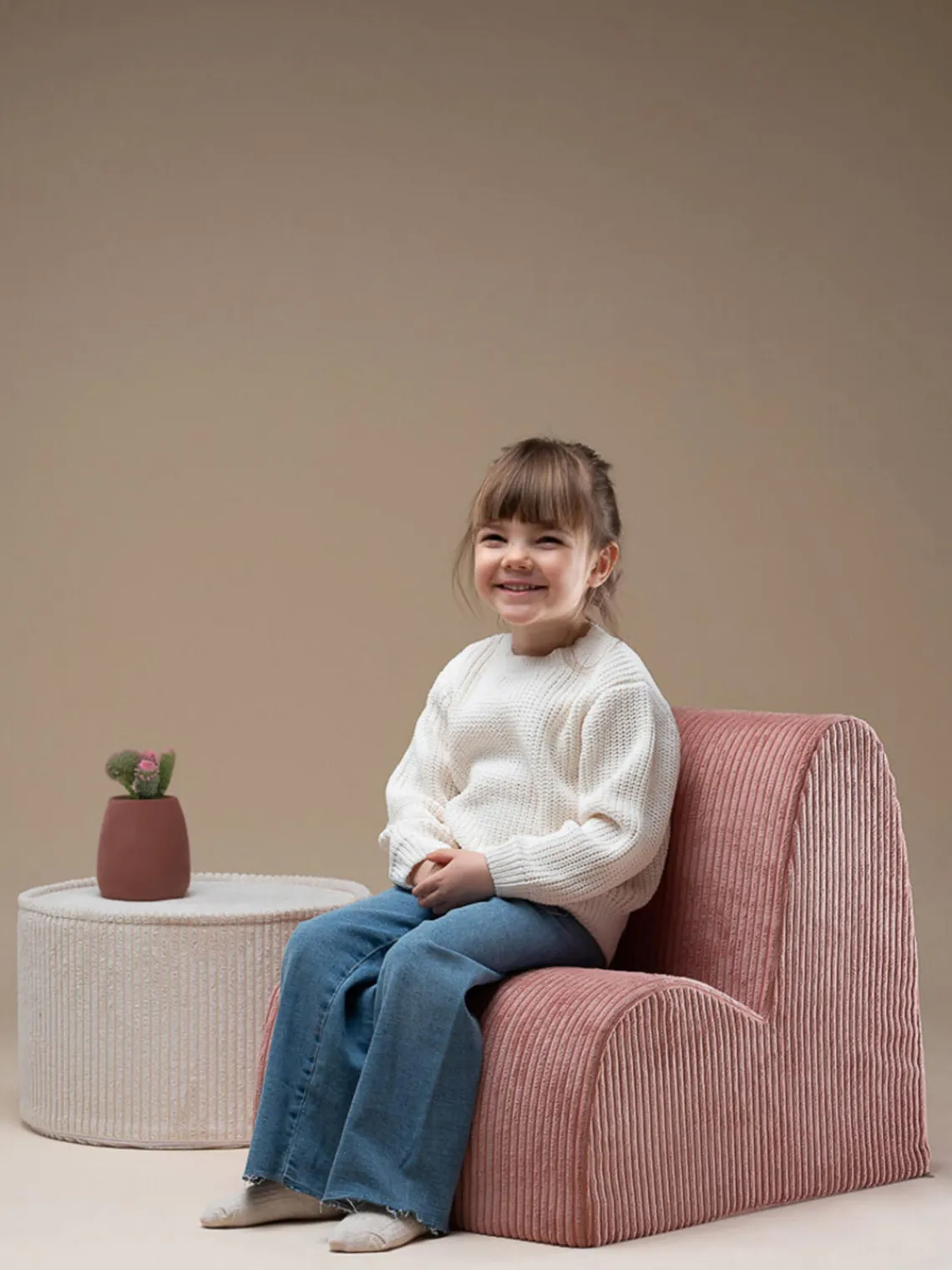 Discount Wigiwama Fauteuil pour enfant en velours côtelé Cloud Velours côtelé vieux rose