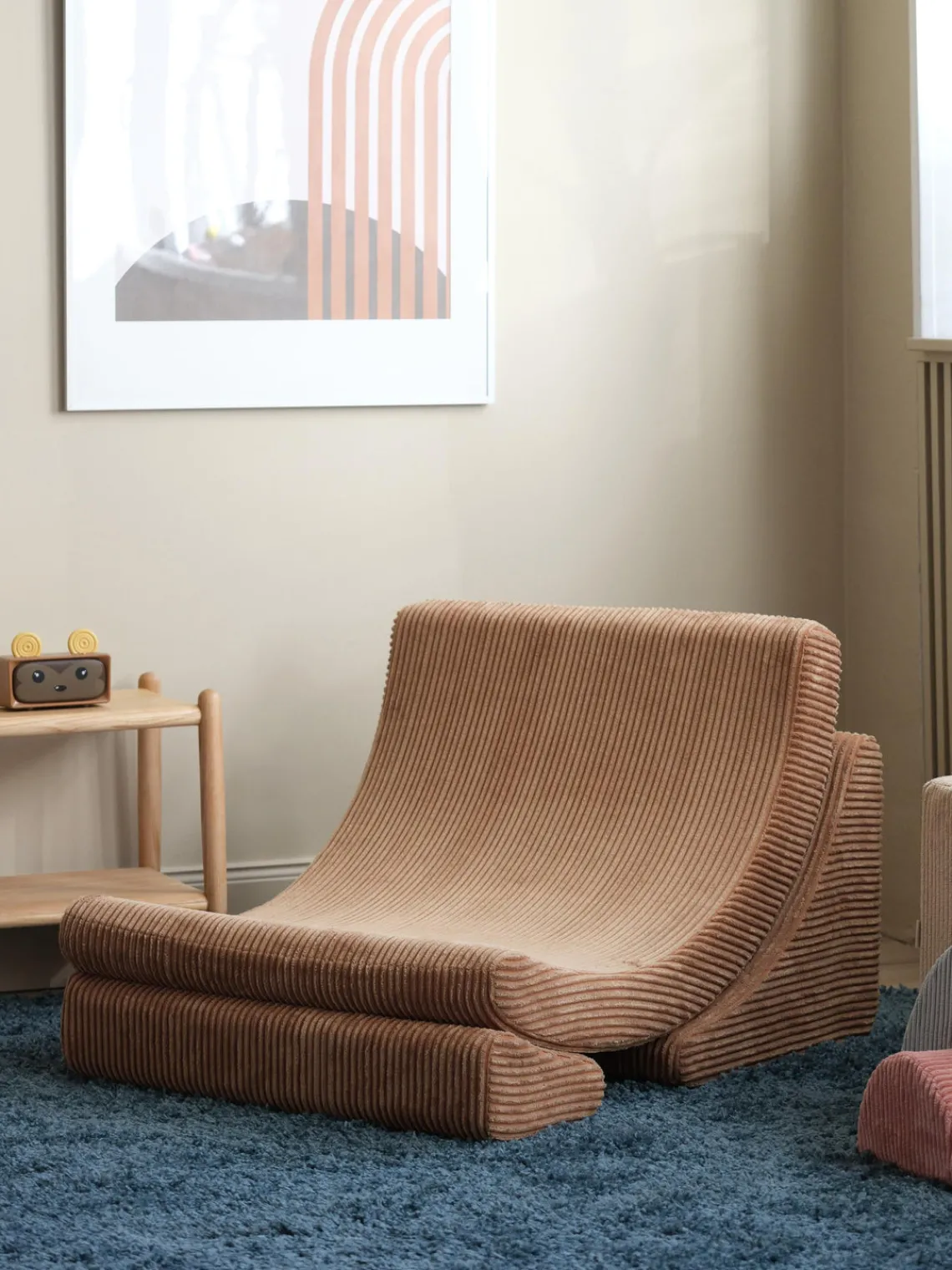 Hot Wigiwama Fauteuil pour enfant en velours côtelé fait main Moon Velours côtelé brun clair
