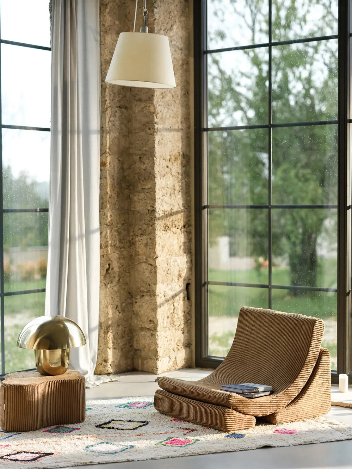 Hot Wigiwama Fauteuil pour enfant en velours côtelé fait main Moon Velours côtelé brun clair