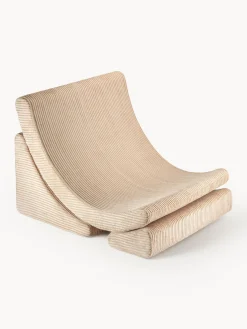 Hot Wigiwama Fauteuil pour enfant en velours côtelé fait main Moon Velours côtelé beige clair